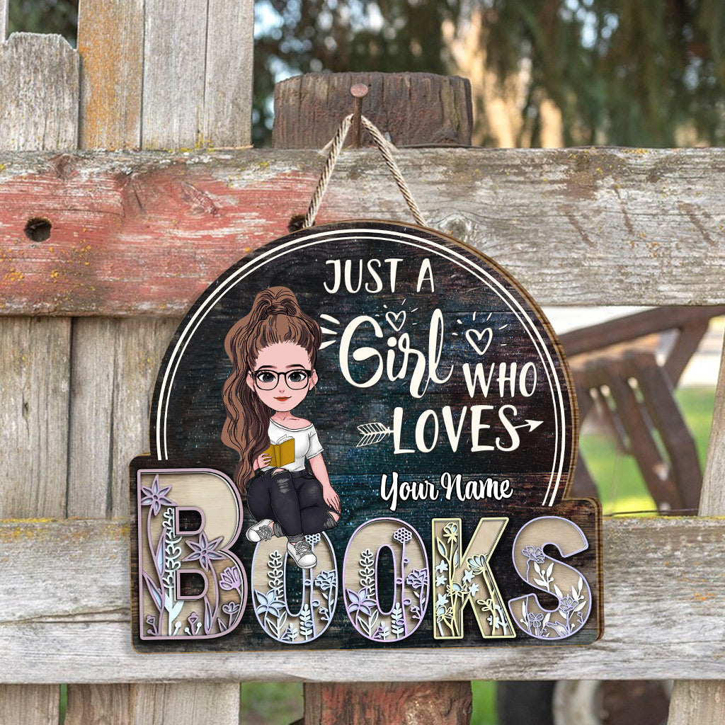 Just A Girl Who Loves - Personalized Book Wood Sign