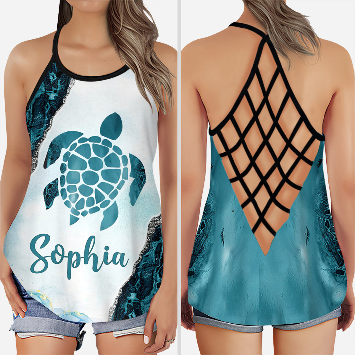 Just A Girls Who Loves Turtle - Personalized Turtle Cross Tank Top and Leggings