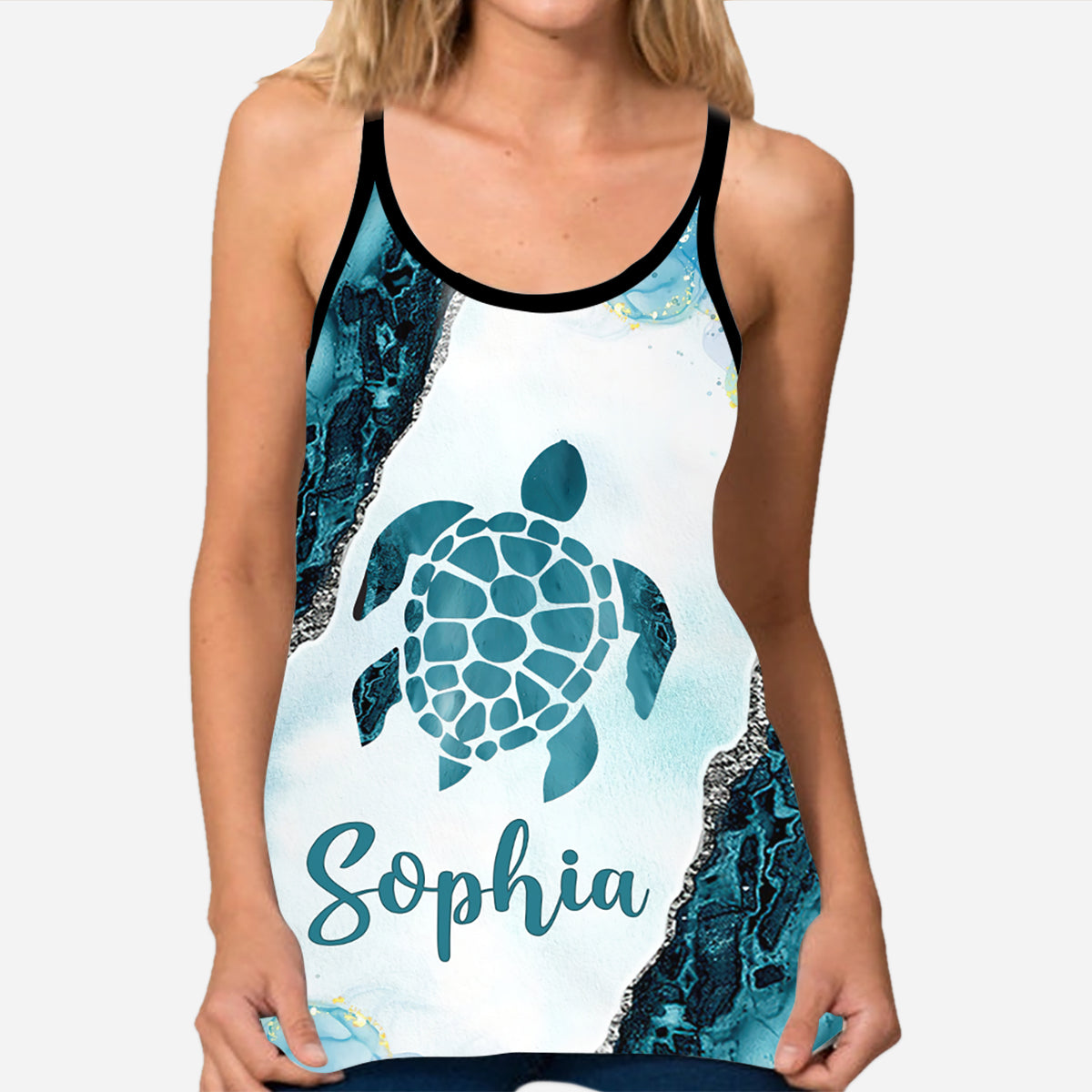 Just A Girls Who Loves Turtle - Personalized Turtle Cross Tank Top and Leggings
