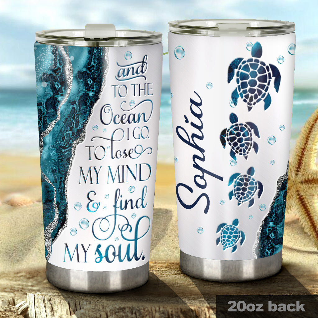 To The Ocean - Personalized Turtle Tumbler
