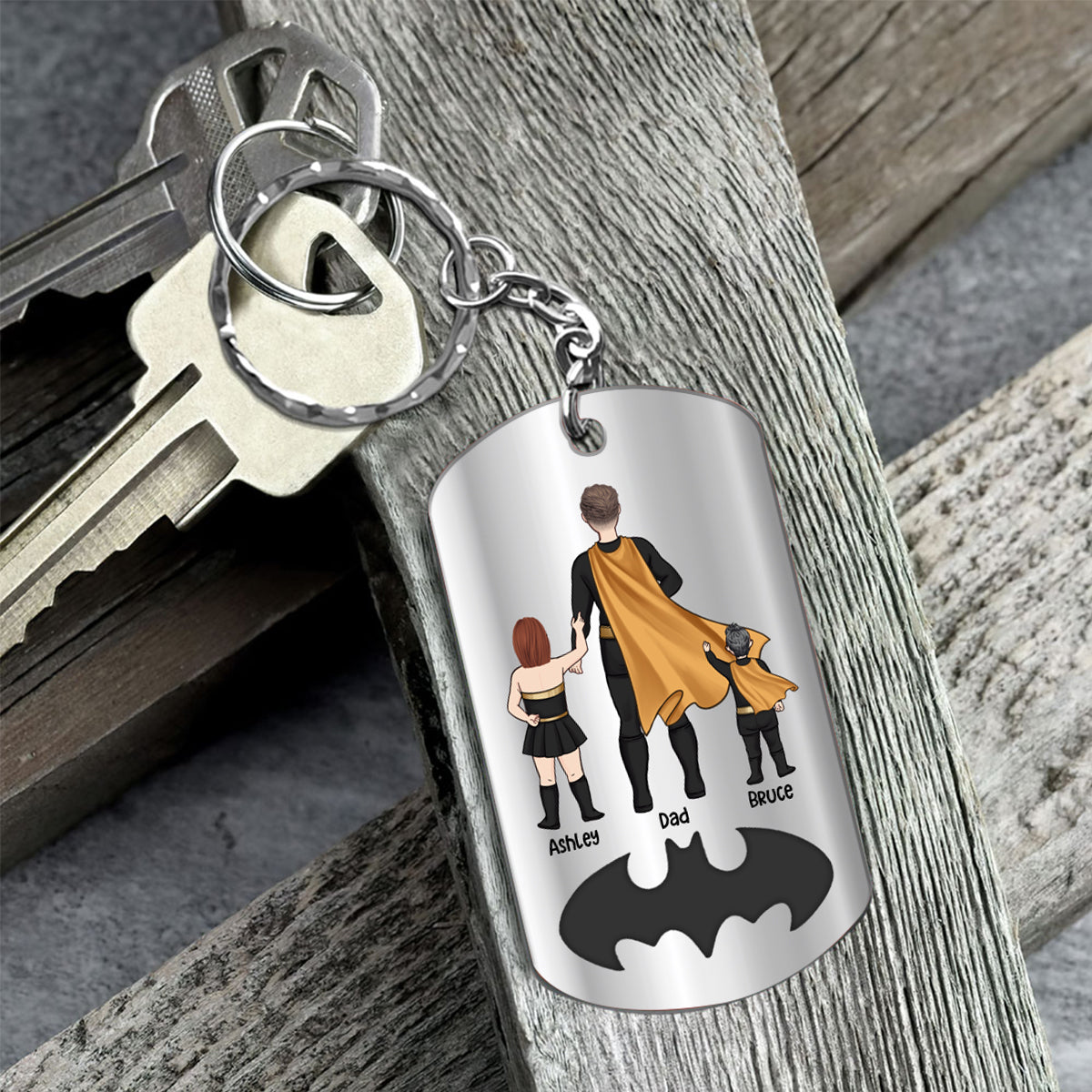 Discover Dad To Us You Are Superhero - Personalized Father Stainless Steel Keychain