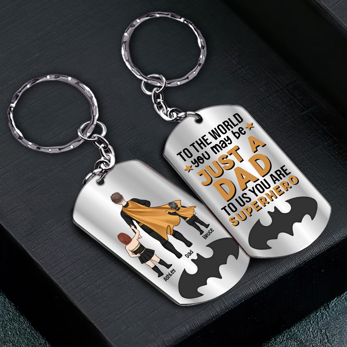 Disover Dad To Us You Are Superhero - Personalized Father Stainless Steel Keychain