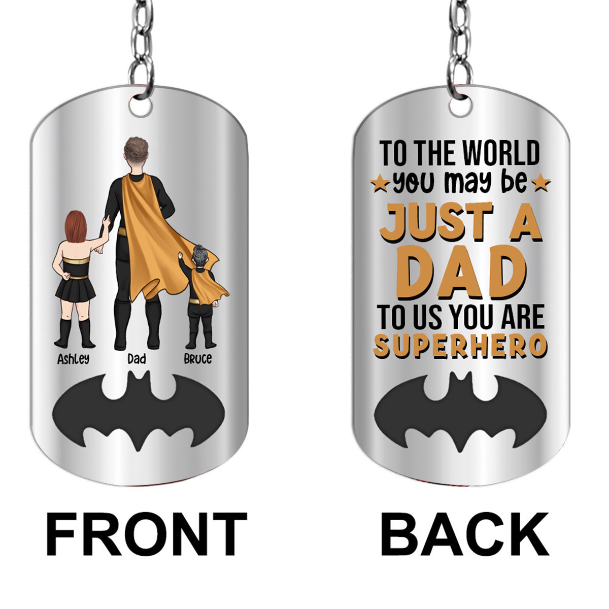 Discover Dad To Us You Are Superhero - Personalized Father Stainless Steel Keychain