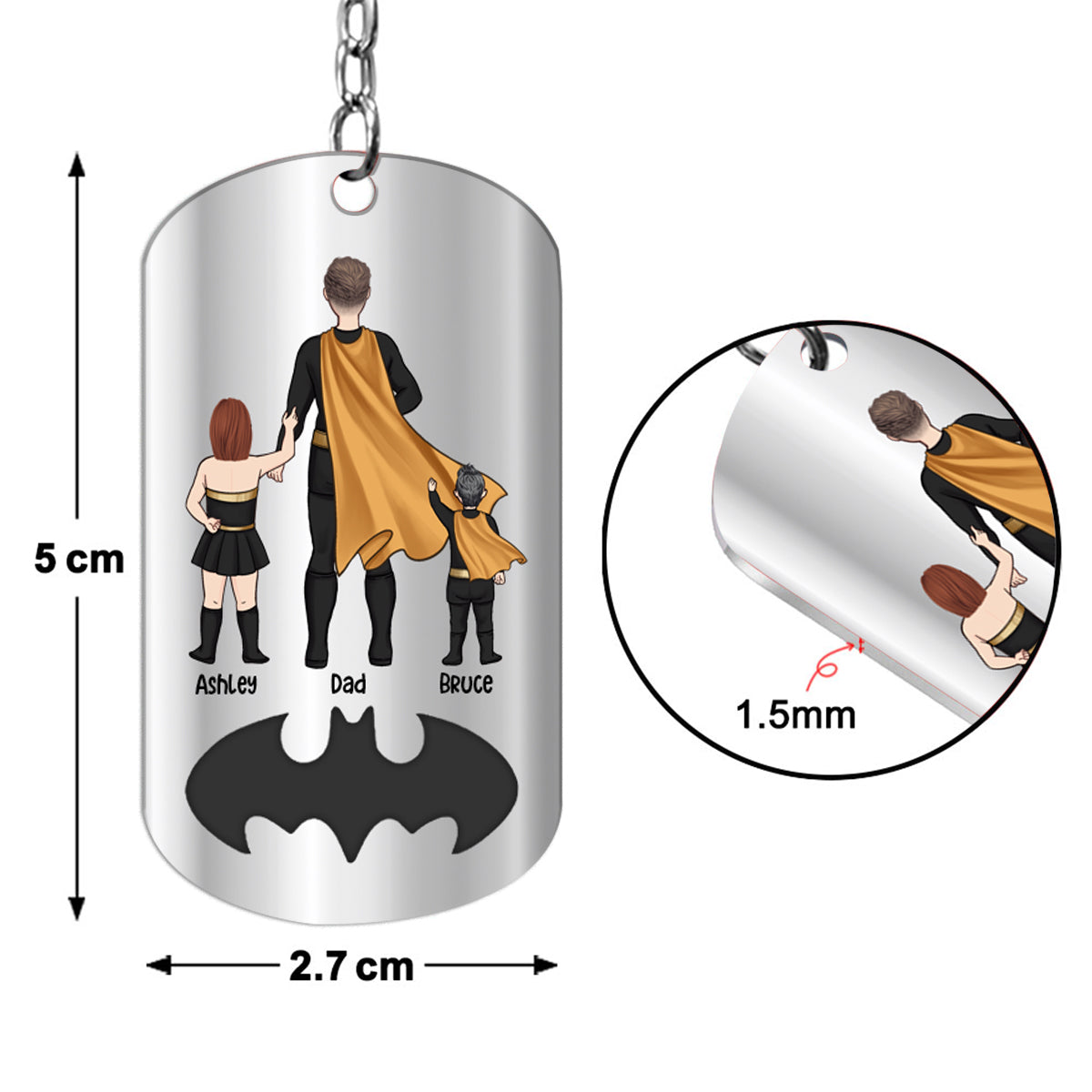 Discover Dad To Us You Are Superhero - Personalized Father Stainless Steel Keychain