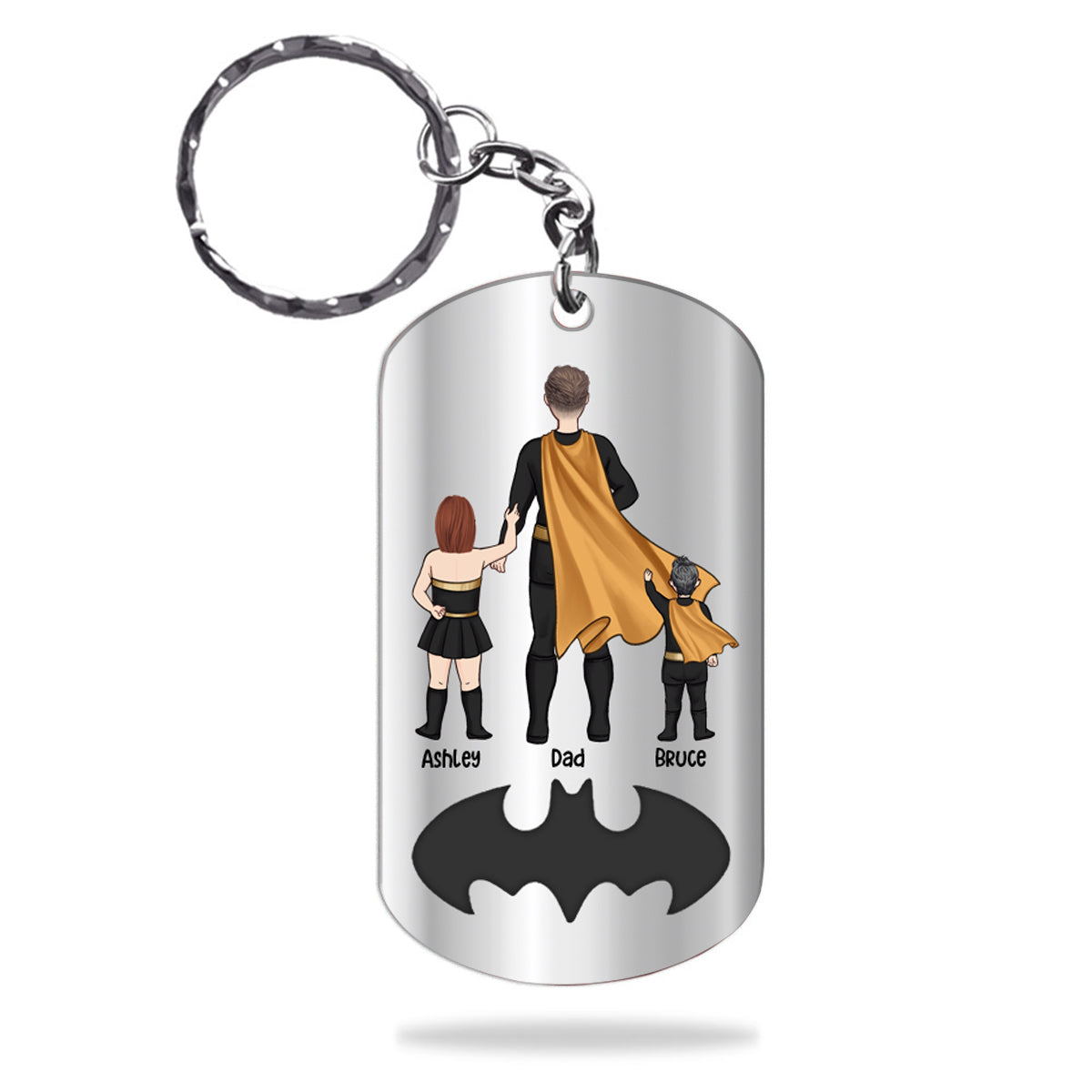 Disover Dad To Us You Are Superhero - Personalized Father Stainless Steel Keychain