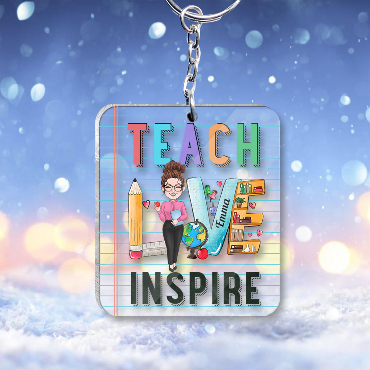 Teach Love Inspire - Personalized Teacher Transparent Keychain