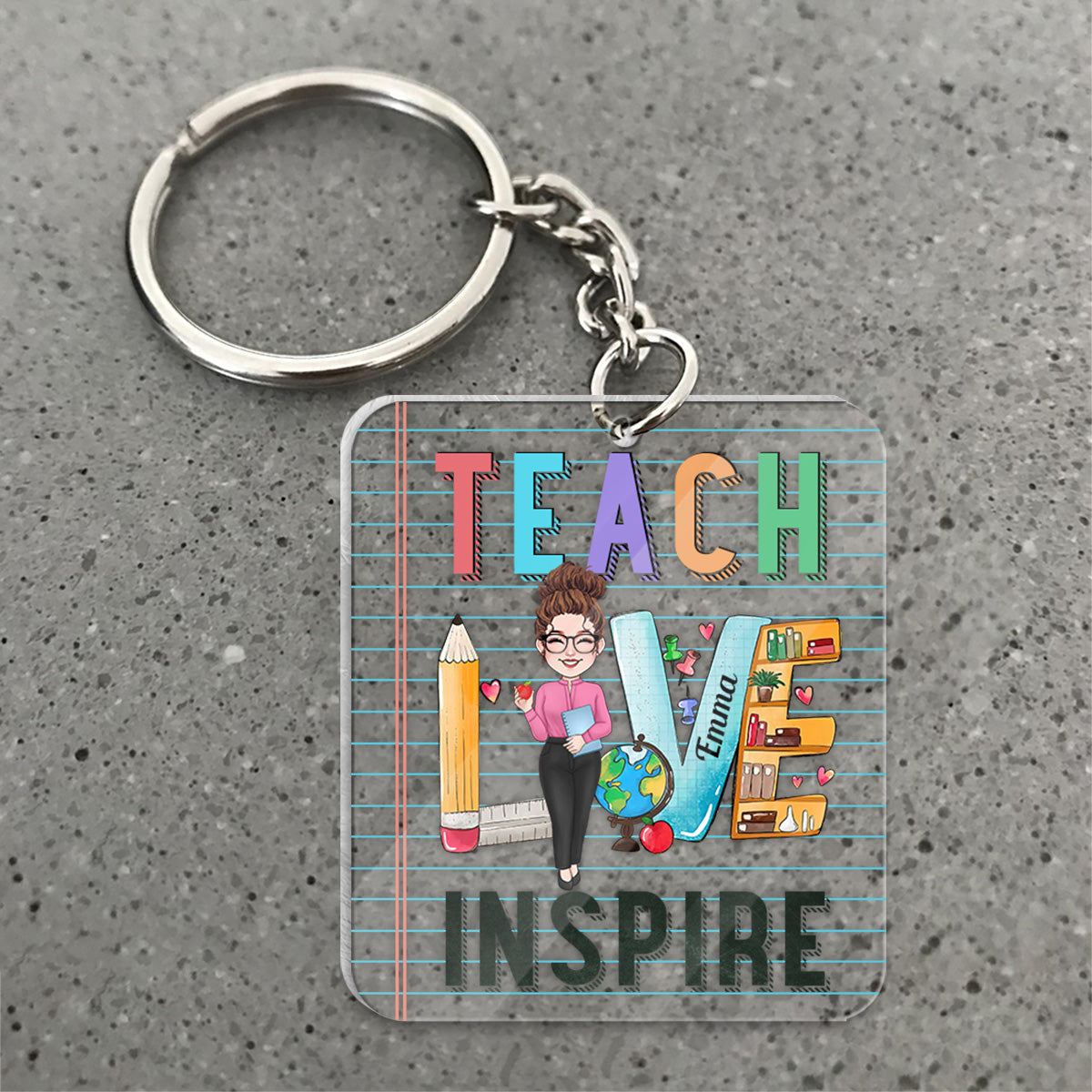 Teach Love Inspire - Personalized Teacher Transparent Keychain