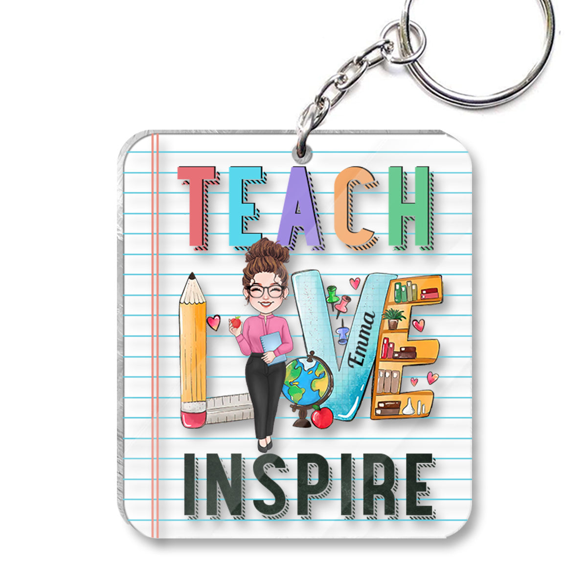 Teach Love Inspire - Personalized Teacher Transparent Keychain