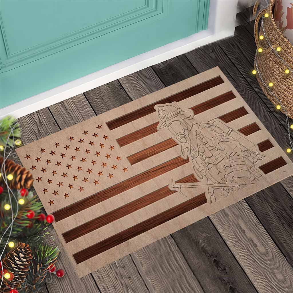 Proud American Firefighter Doormat