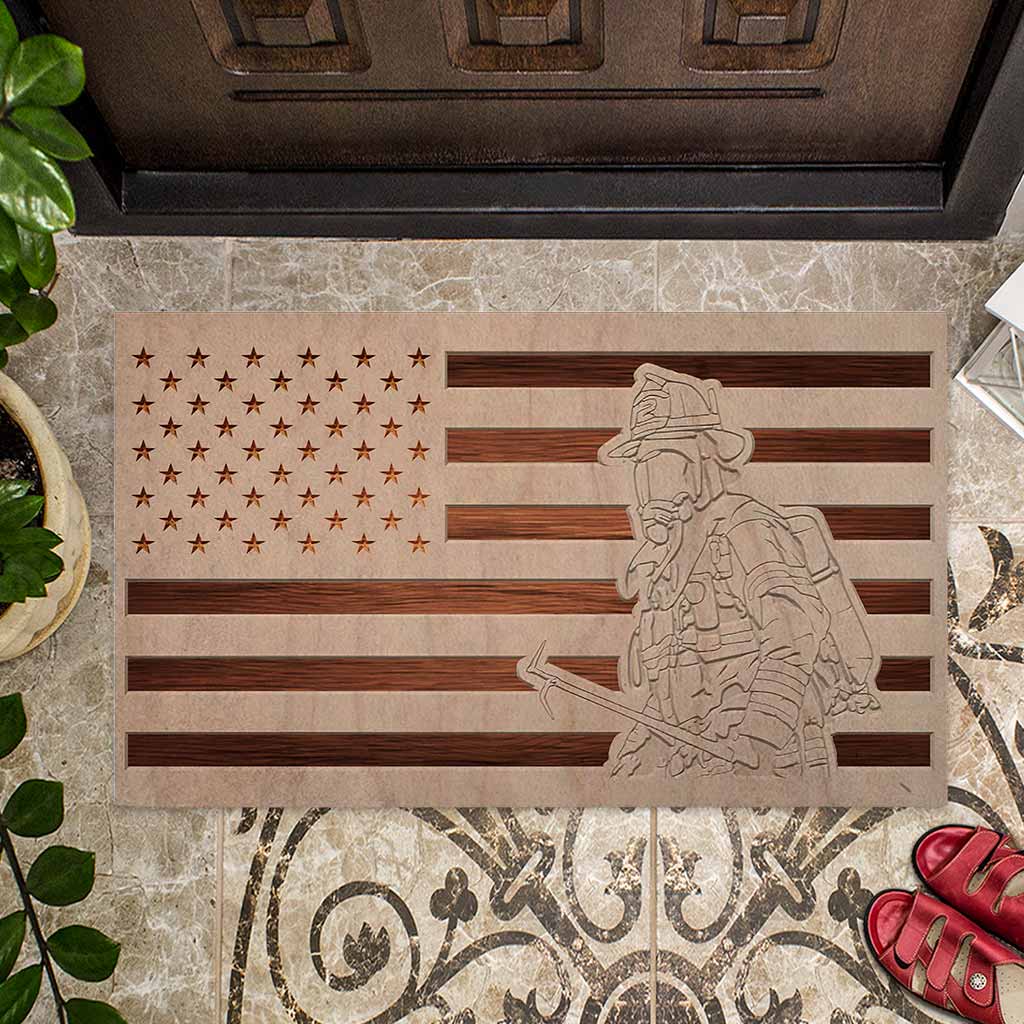 Proud American Firefighter Doormat