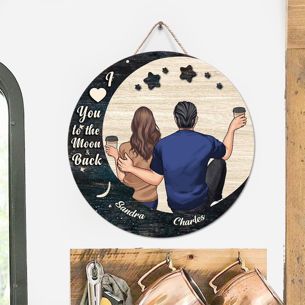 I Love You - Personalized Couple Round Wood Sign