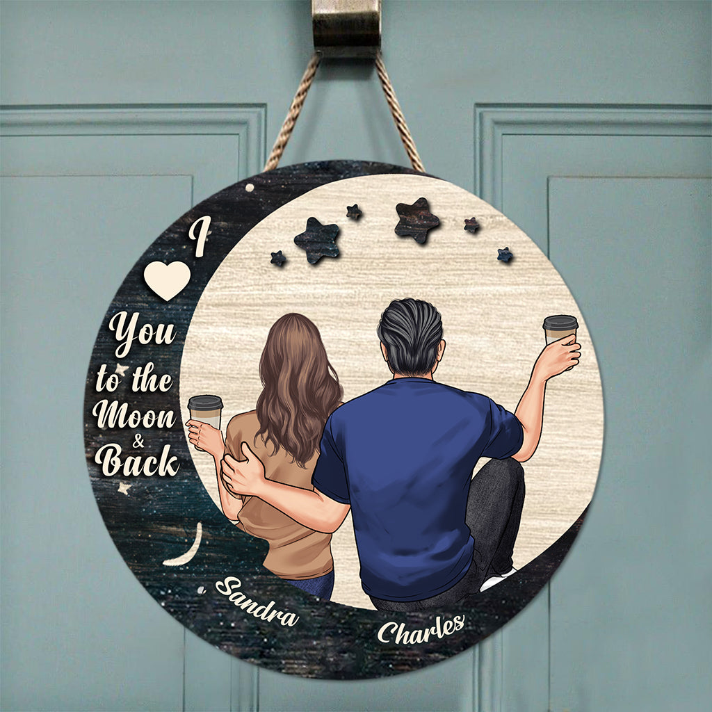 I Love You - Personalized Couple Round Wood Sign