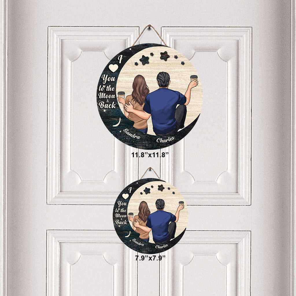 I Love You - Personalized Couple Round Wood Sign