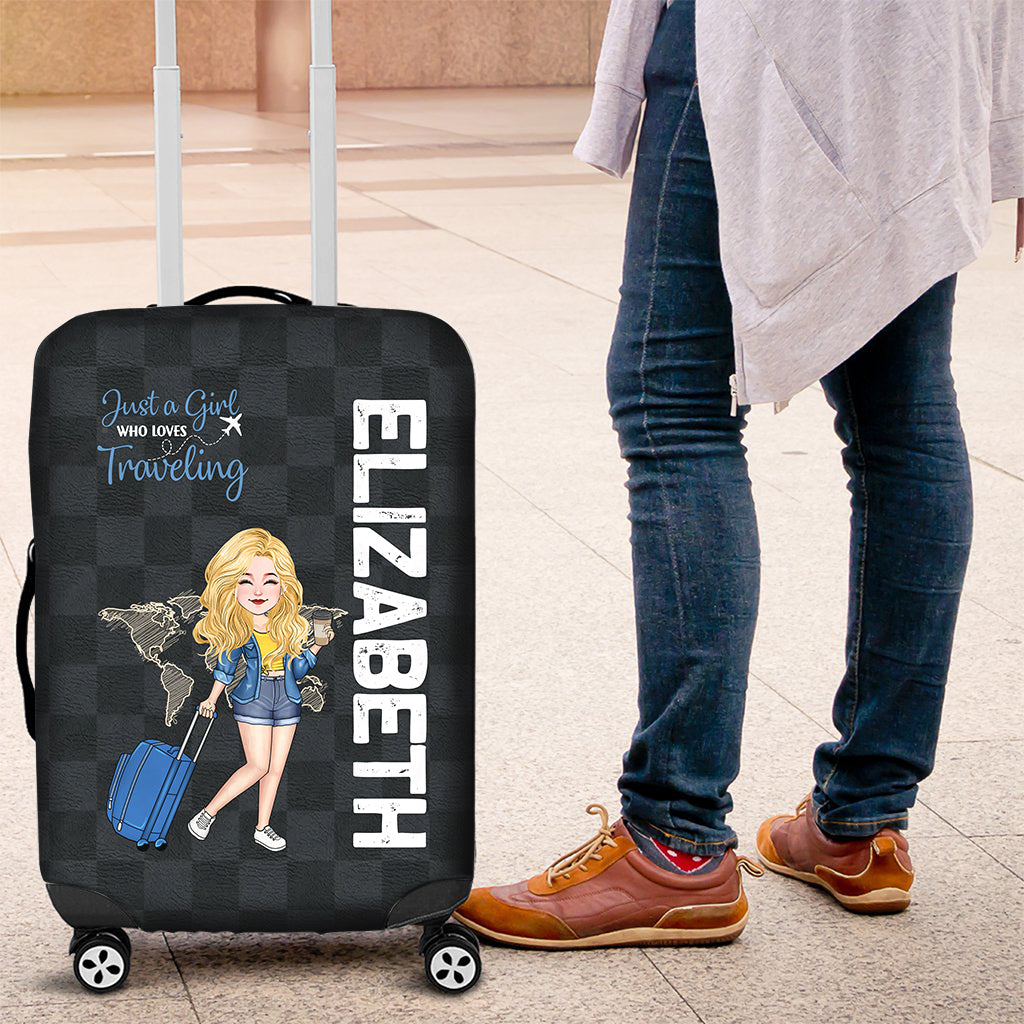 Just A Girl Who Loves Traveling - Personalized Travelling Luggage Cover