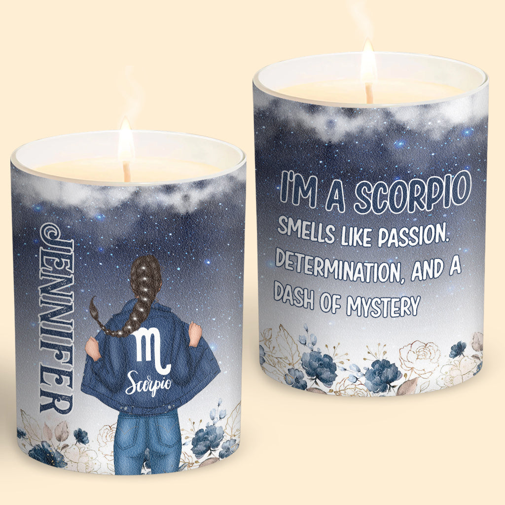 Floral Zodiac - Personalized Horoscope Candle With Wooden Lid