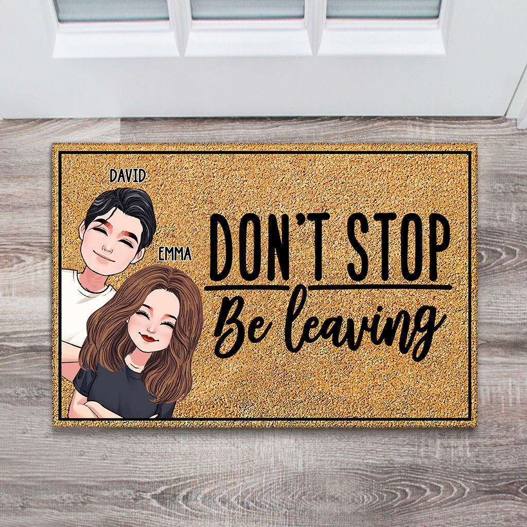 Don't Stop Being Leaving - Personalized Husband And Wife Doormat