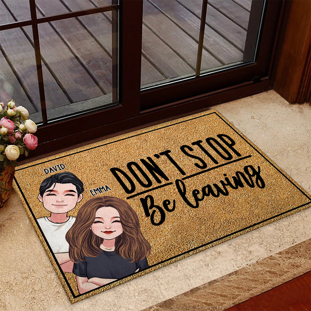 Don't Stop Being Leaving - Personalized Husband And Wife Doormat