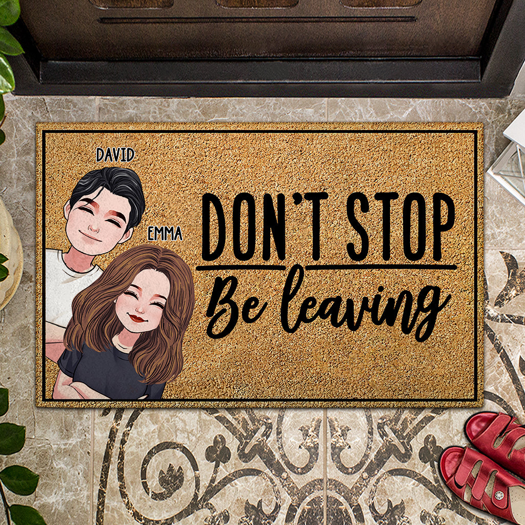 Don't Stop Being Leaving - Personalized Husband And Wife Doormat