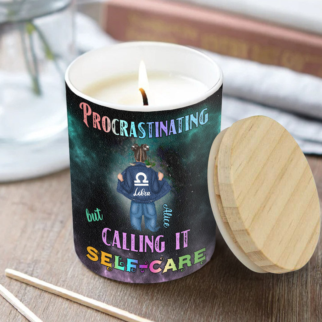 Rainbow Star Sign Galaxy - Personalized Horoscope Candle With Wooden Lid