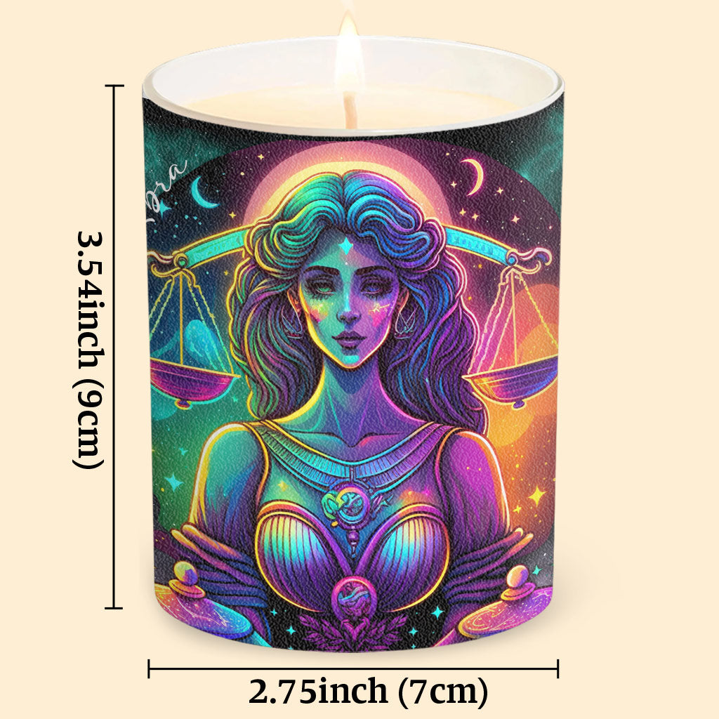 Rainbow Star Sign Galaxy - Personalized Horoscope Candle With Wooden Lid