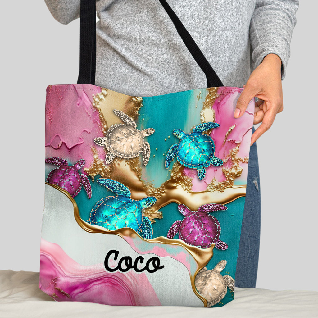 Beach Please - Personalized Turtle Tote Bag