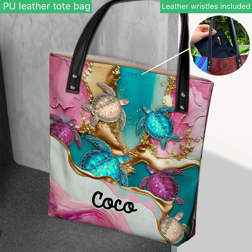 Beach Please - Personalized Turtle Tote Bag