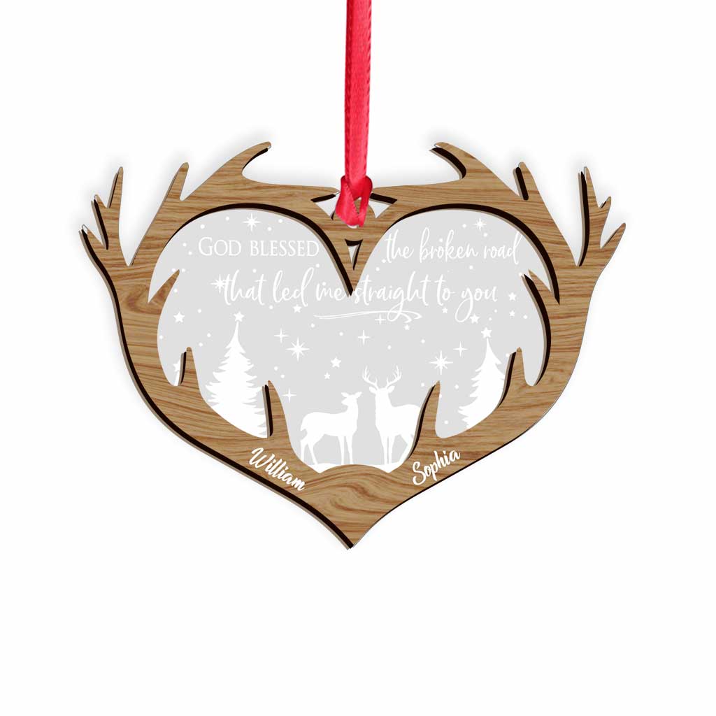 God Blessed The Broken Road - Personalized Christmas Hunting Layers Mix Ornament