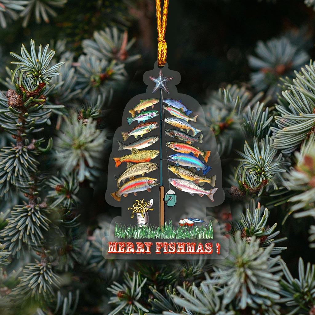 Merry Fishmas - Christmas Fishing Transparent Ornament