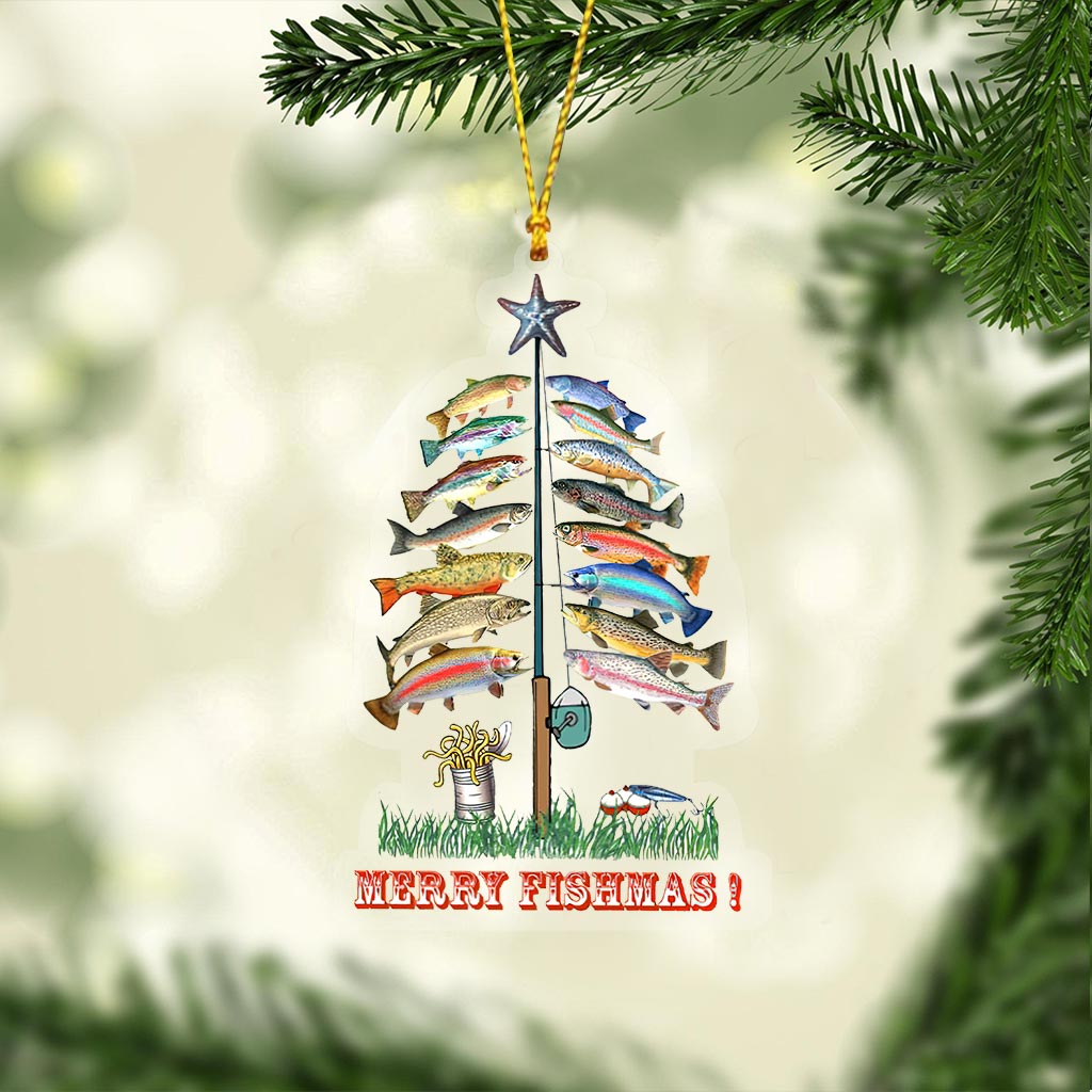 Merry Fishmas - Christmas Fishing Transparent Ornament