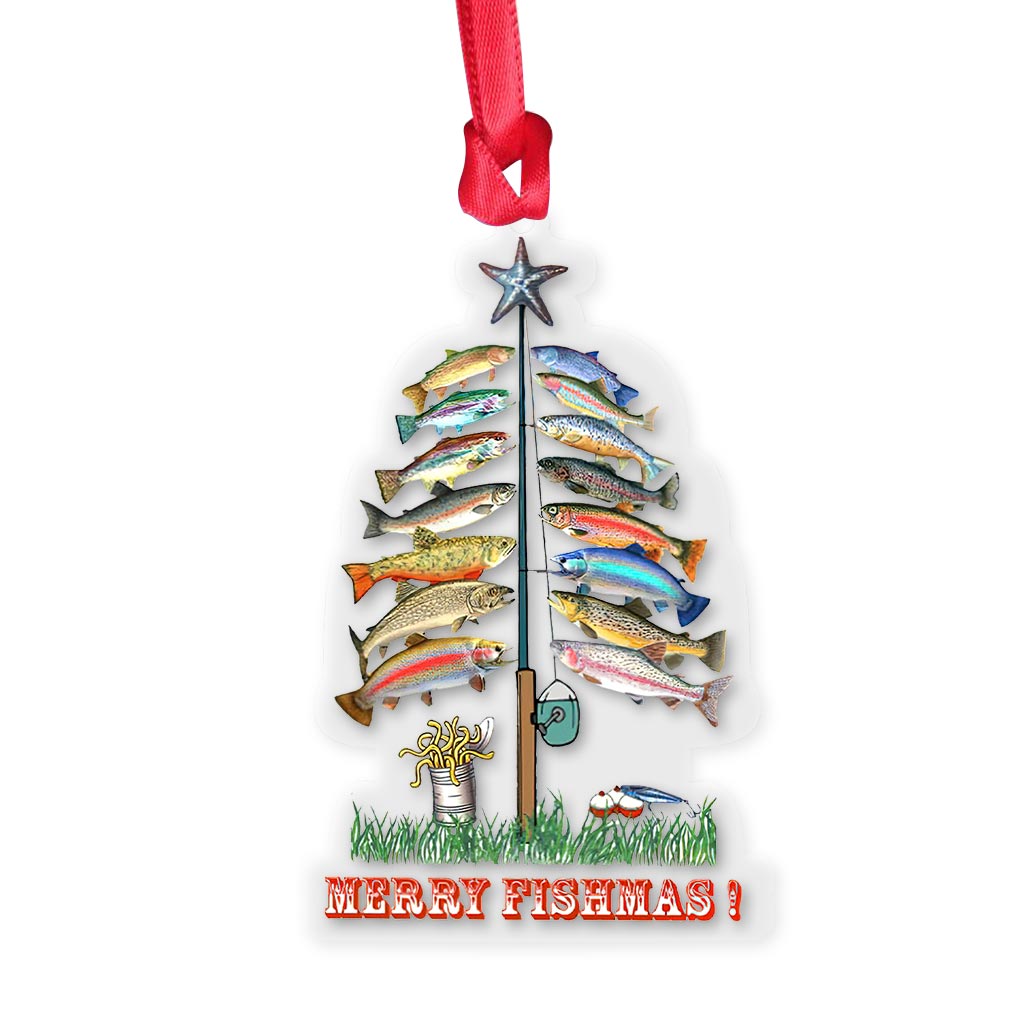 Merry Fishmas - Christmas Fishing Transparent Ornament