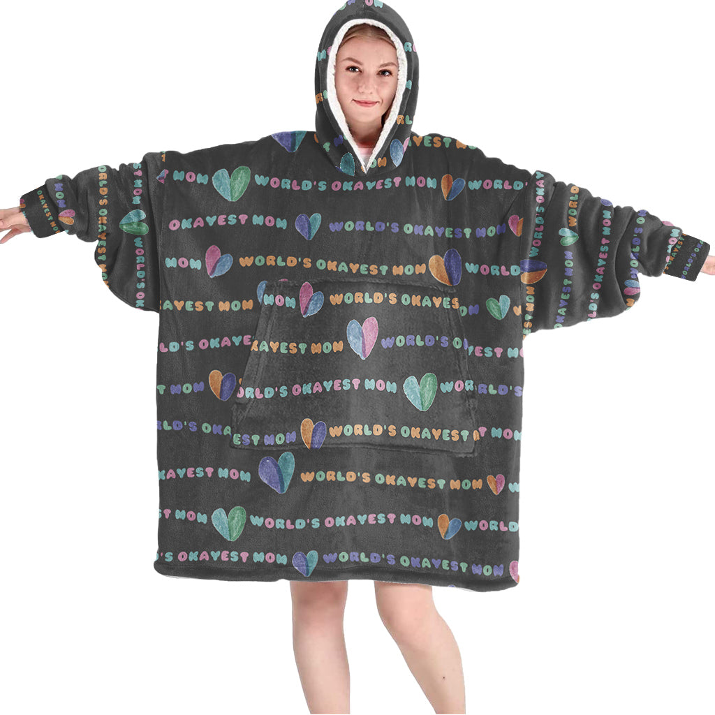 World’s Okayest Mom - Personalized Mother's Day Mother Blanket Hoodie