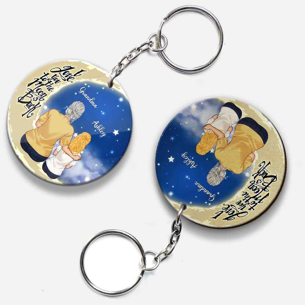 To The Moon And Back - Gift for grandma, mom, dad, grandpa - Personalized Keychain