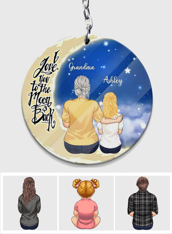 To The Moon And Back - Gift for grandma, mom, dad, grandpa - Personalized Keychain