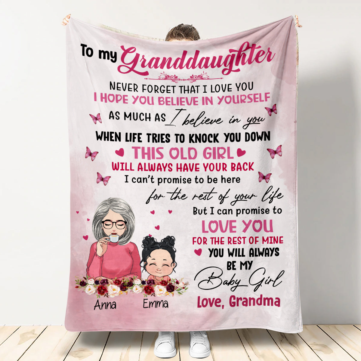 To My Granddaughter - Gift for grandma, granddaughter, grandson - Personalized Blanket