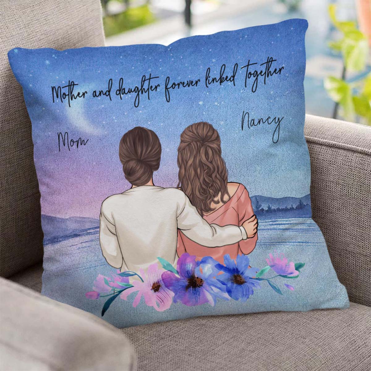 Mother & Daughter Forever Linked - Personalized Mother's Day Mother Throw Pillow