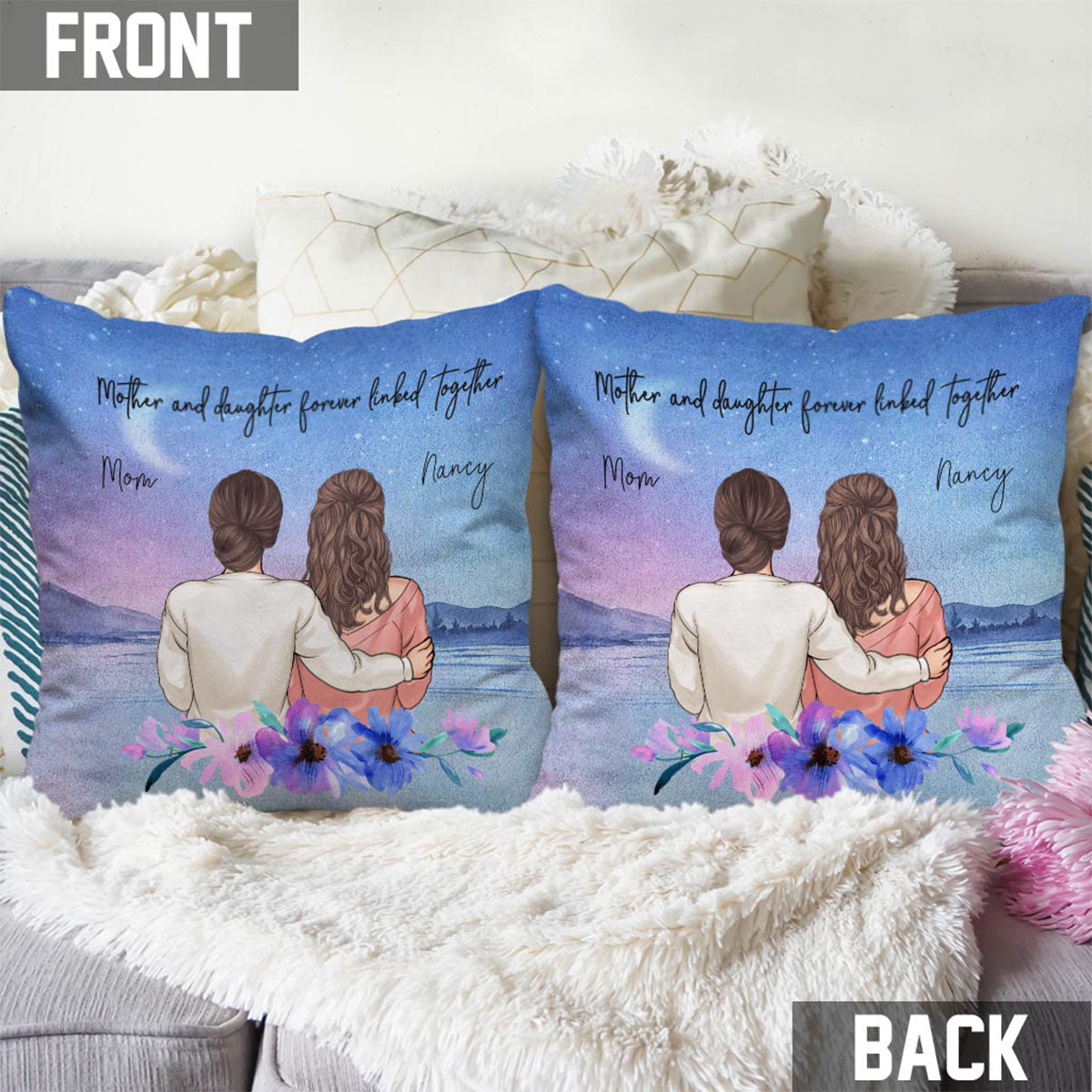 Mother & Daughter Forever Linked - Personalized Mother's Day Mother Throw Pillow