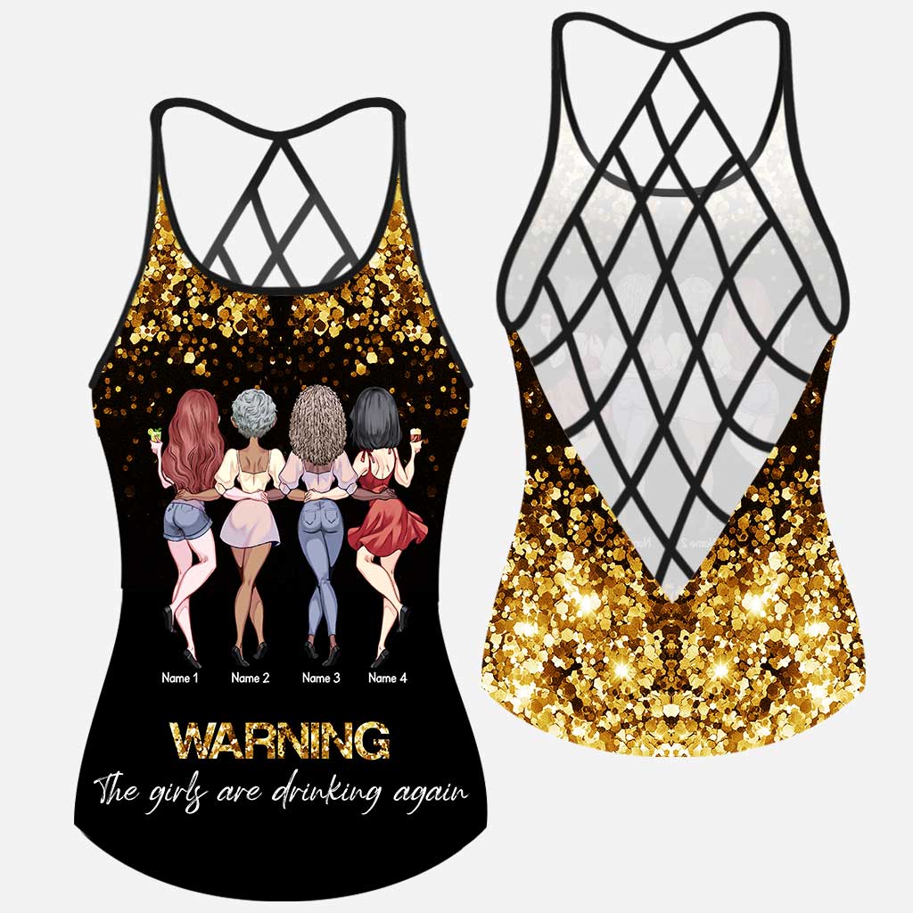 Warning The Girls Are Drinking Again - Personalized Bestie Cross Tank Top