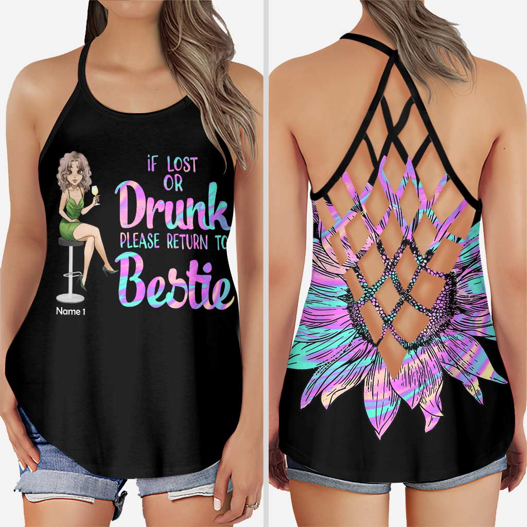 If Lost Or Drunk - Personalized Bestie Cross Tank Top