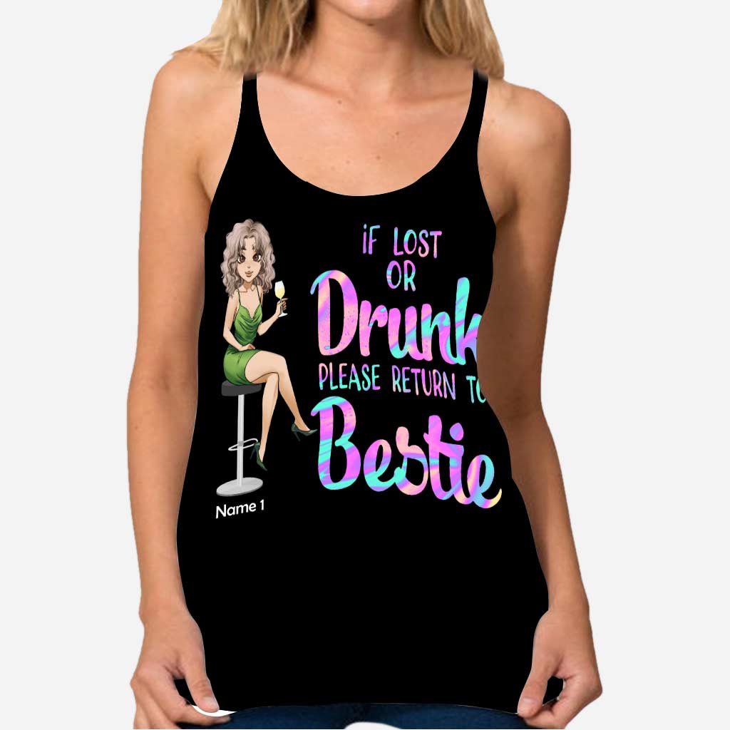 If Lost Or Drunk - Personalized Bestie Cross Tank Top