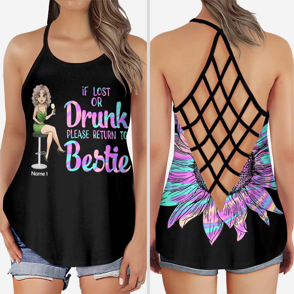 If Lost Or Drunk - Personalized Bestie Cross Tank Top