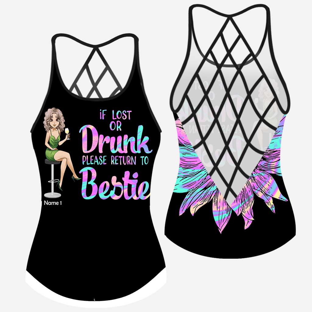 If Lost Or Drunk - Personalized Bestie Cross Tank Top