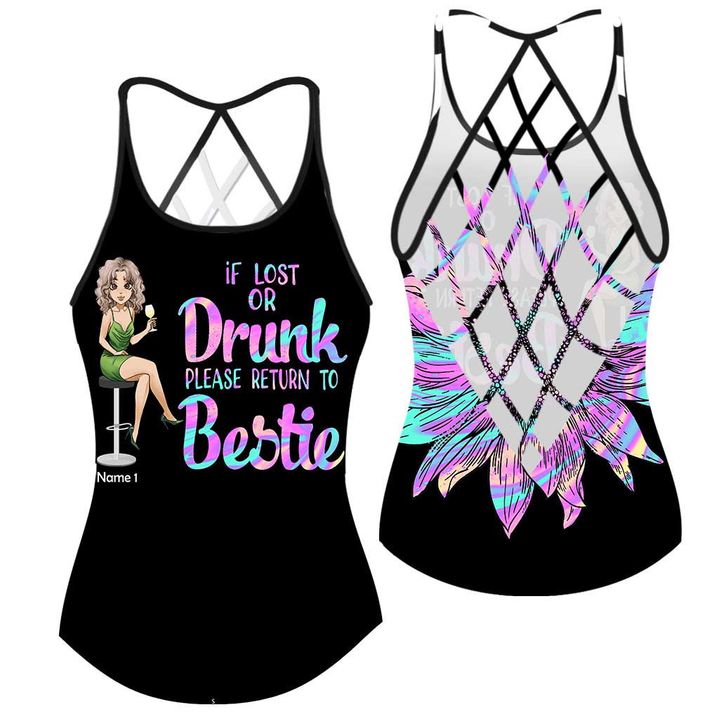 If Lost Or Drunk - Personalized Bestie Cross Tank Top