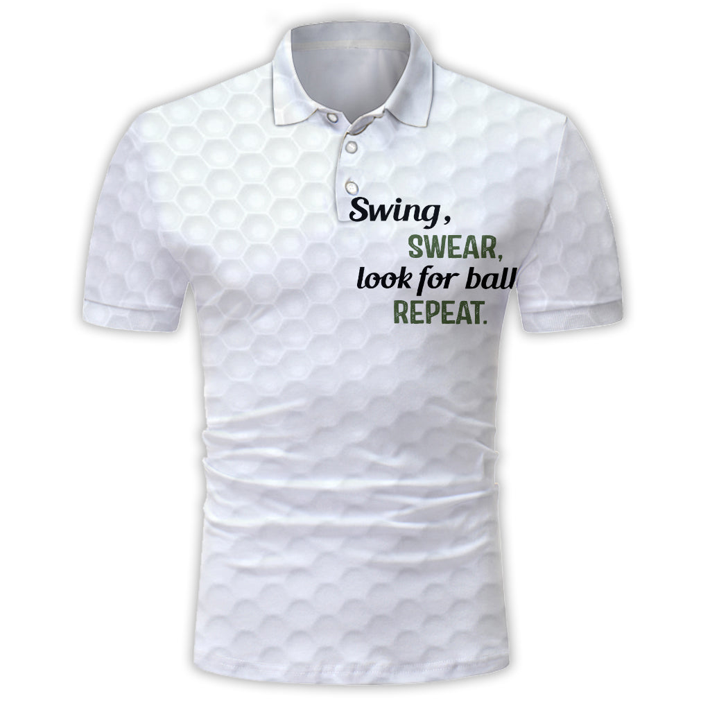 Swing Swear Look For Ball Repeat - Personalized Golf Polo Shirt