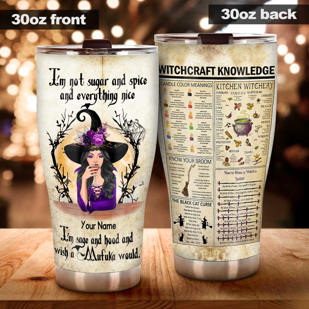 I'm Not Sugar And Spice Halloween Witches BFF Personalized Stainless Steel Tumbler