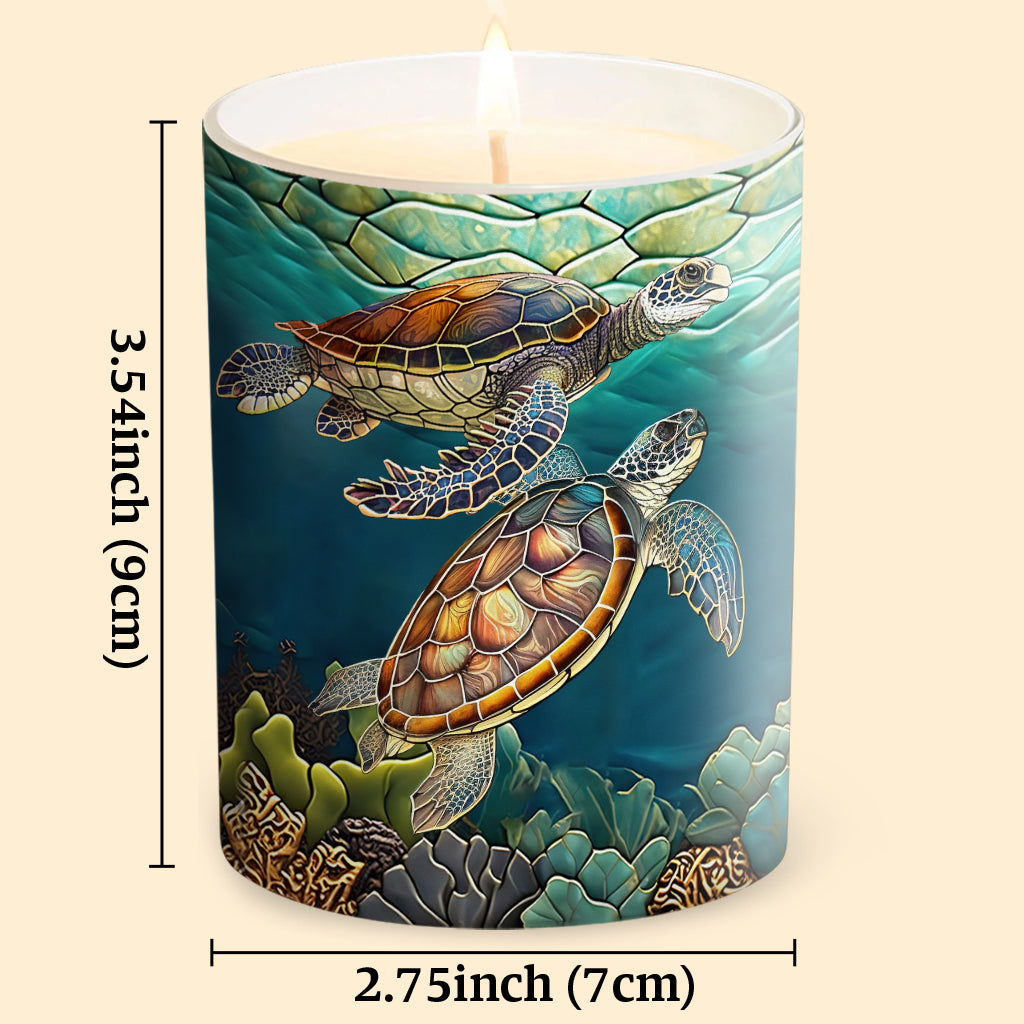 Colorful Turtle - Personalized Turtle Candle With Wooden Lid