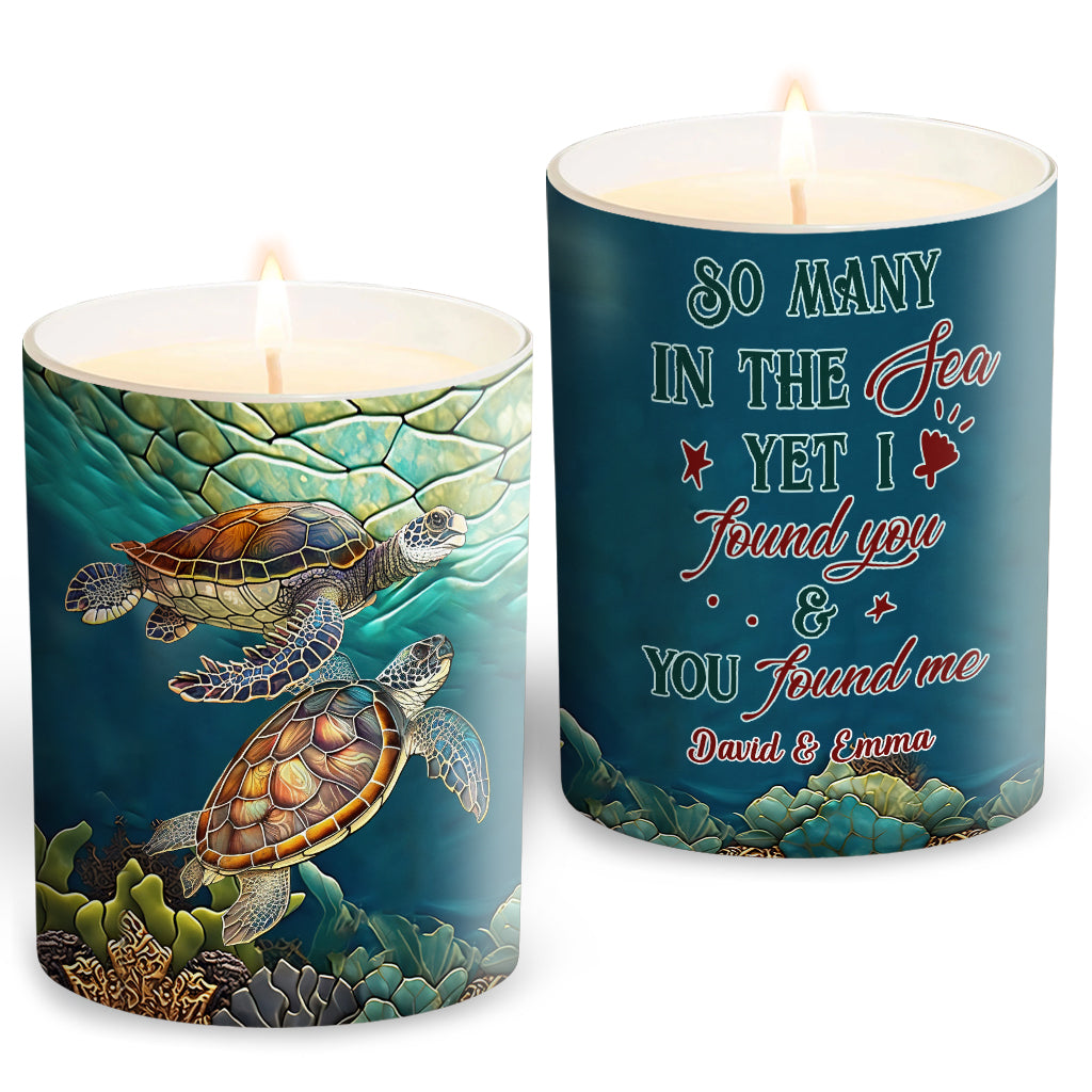 Colorful Turtle - Personalized Turtle Candle With Wooden Lid