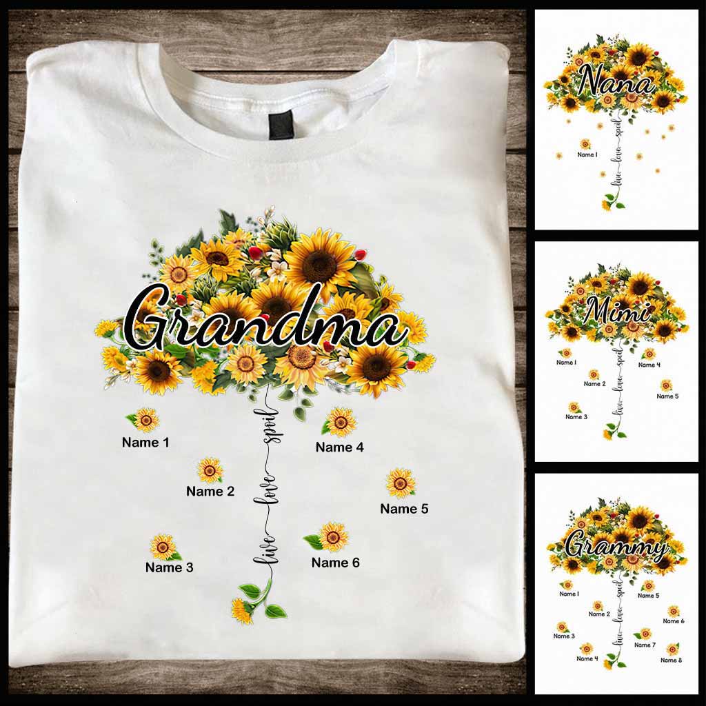 Live Love Spoil Sunflower Umbrella - Personalized Grandma T-shirt and Hoodie 1021