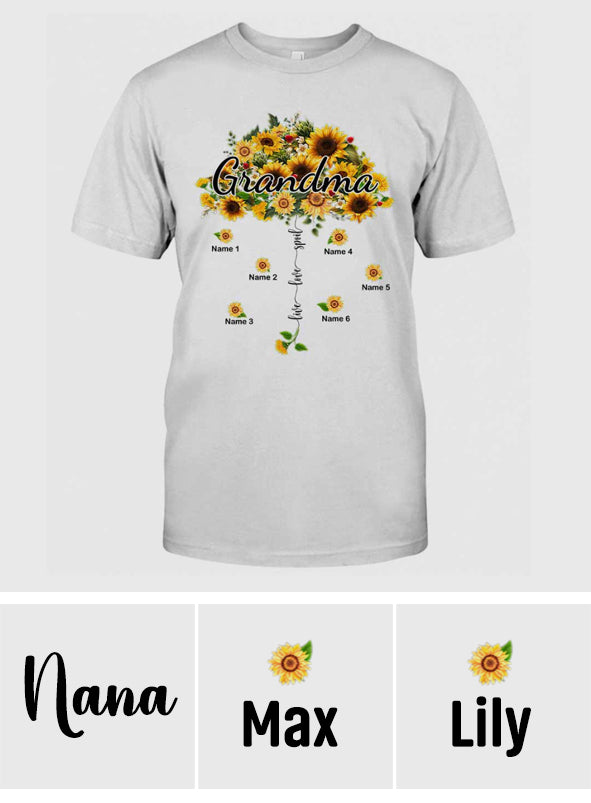 Live Love Spoil Sunflower Umbrella - Personalized Grandma T-shirt and Hoodie 1021