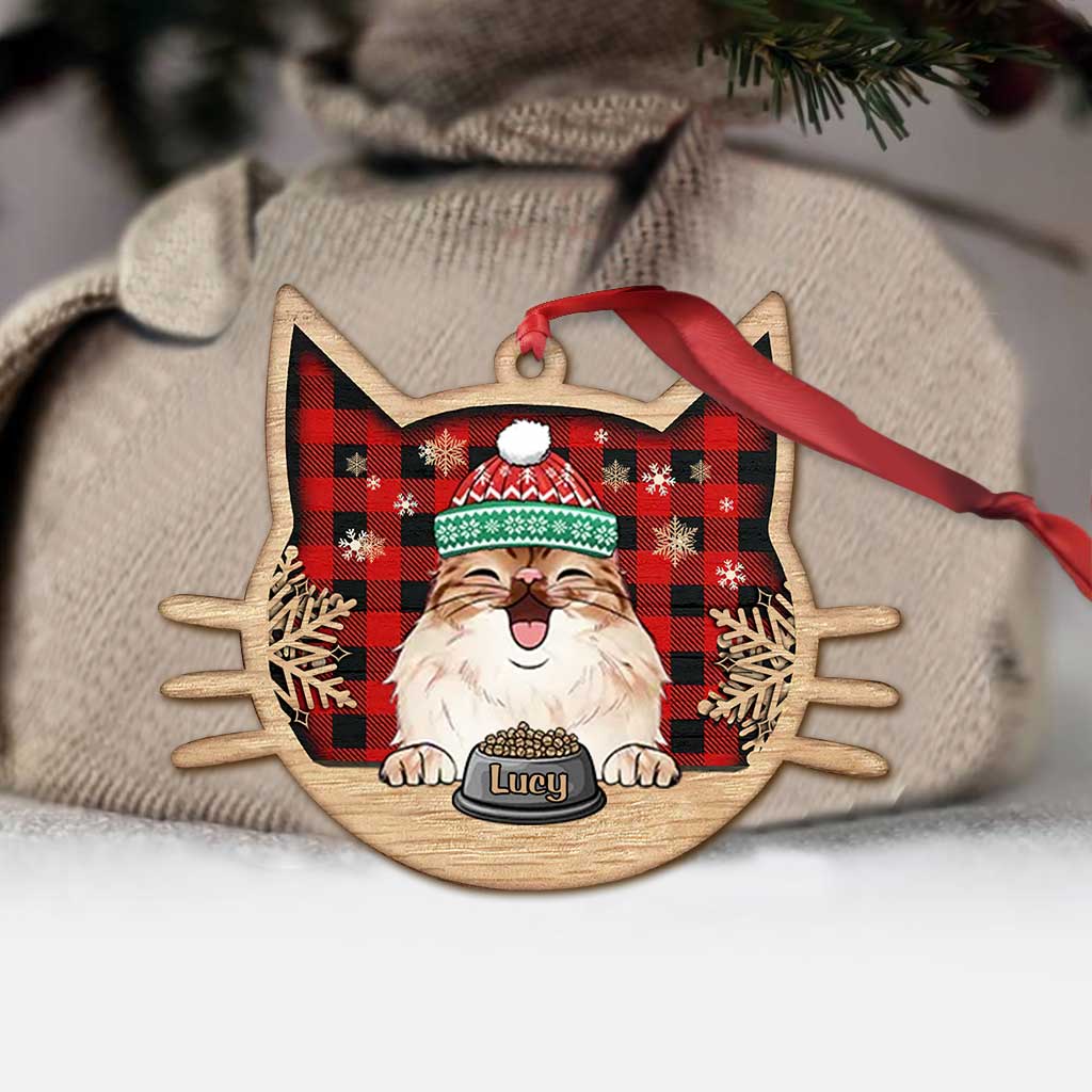 Happy Cat - Personalized Christmas Cat Ornament (Printed On Both Sides)