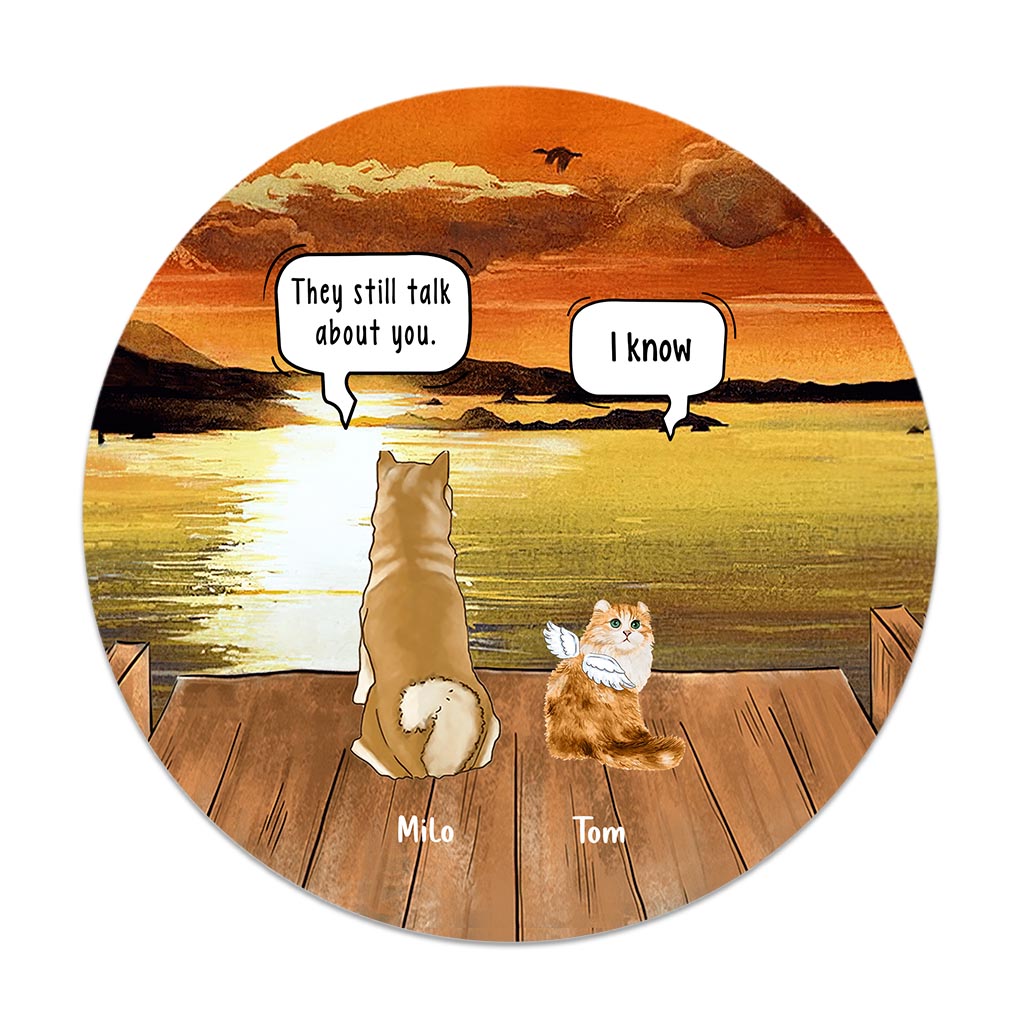 Dog Cat Memorial - Personalized Dog Round Wood Sign